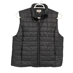 Loft Outlet Womens Black Quilted Puffer Vest Full Zip Sleeveless XL